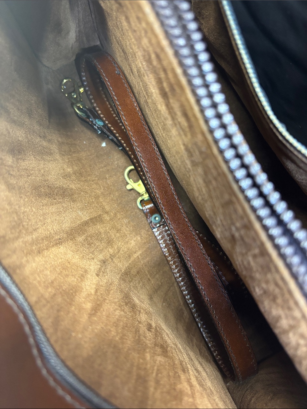 Gianni Firenze Brown Leather Structured Top-Handle Satchel with Gold Accents - Picture 3 of 4